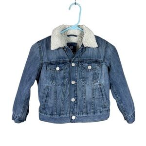 Gap Kids Sherpa Lined Denim Jacket Small (6/7) Jean Y2K